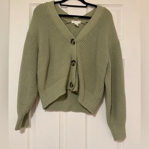 H&M women's size XS green knit cardigan